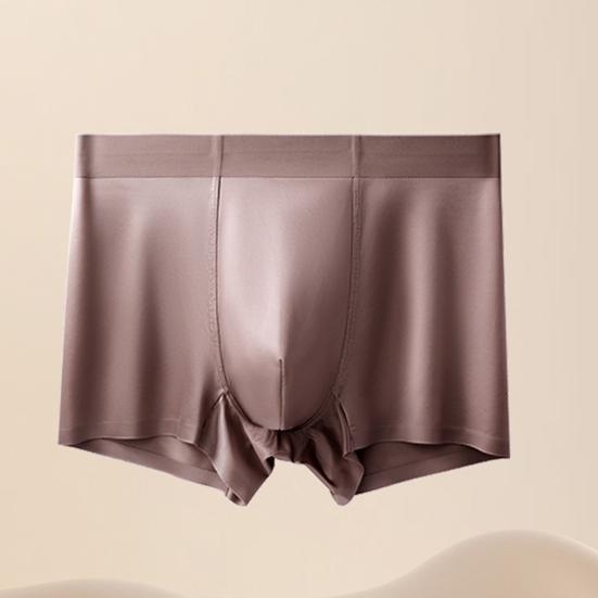 Men Boxer Underwear Elastic Mid-Waist Breathable Slim Fit Shorts Briefs Pure Color U-Convex Design Smooth Fabric Panties Daily Wear