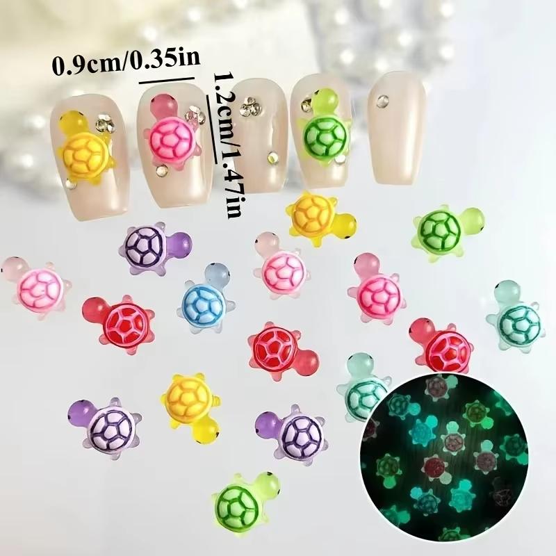 100 Pièces Mini Tortue Lumineuse Huit Couleurs Perle Décorative Décoration Accessoires DIY Accessoires en Résine Décoration DIY Faite Main