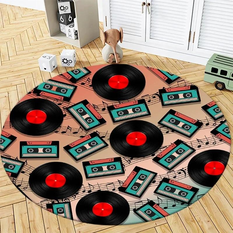 Music Studio Round Carpet Drum Set Bedroom Door Mats Rock Hip Hop Musical Living Room Decoration Gift Area Rug Home Floor Mat