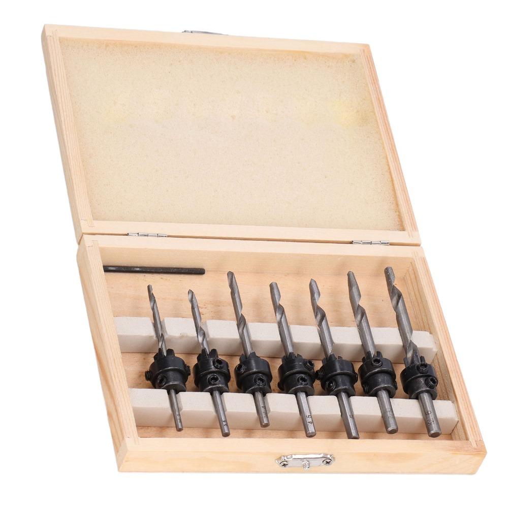Hex Wrench Tapered Countersink Bit Set Adjustable Collars Wood Pilot Hole Set Woodworking