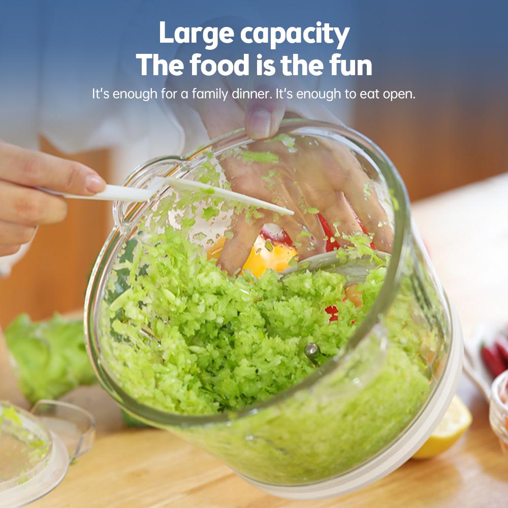 Dual Speed Food Processor 300W Electric Meat Grinder 4 Bi Level Blades Vegetable Chopper Detachable Dishwasher Safe