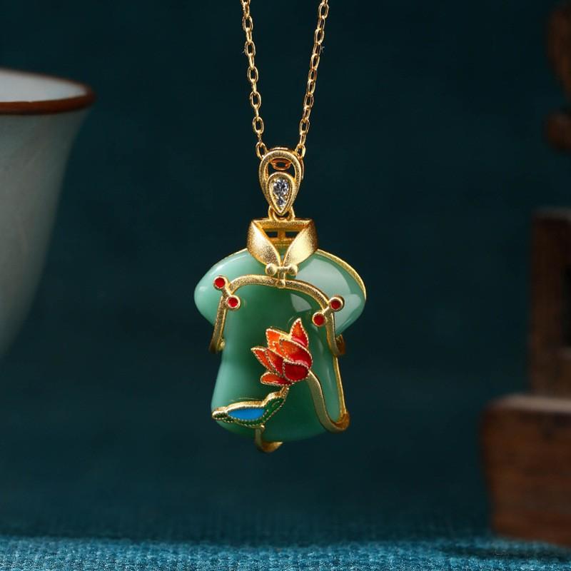 Meier New chinoiserie chinese style enamel imitation jade necklace summer women's classy hot style