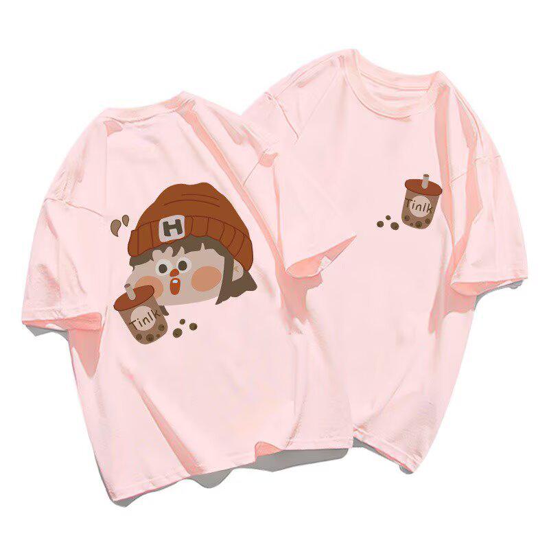 

Лето 2025 Модные Парные Наряды Высокого Класса: Комплект футболок с коротким рукавом для женщин S розовый