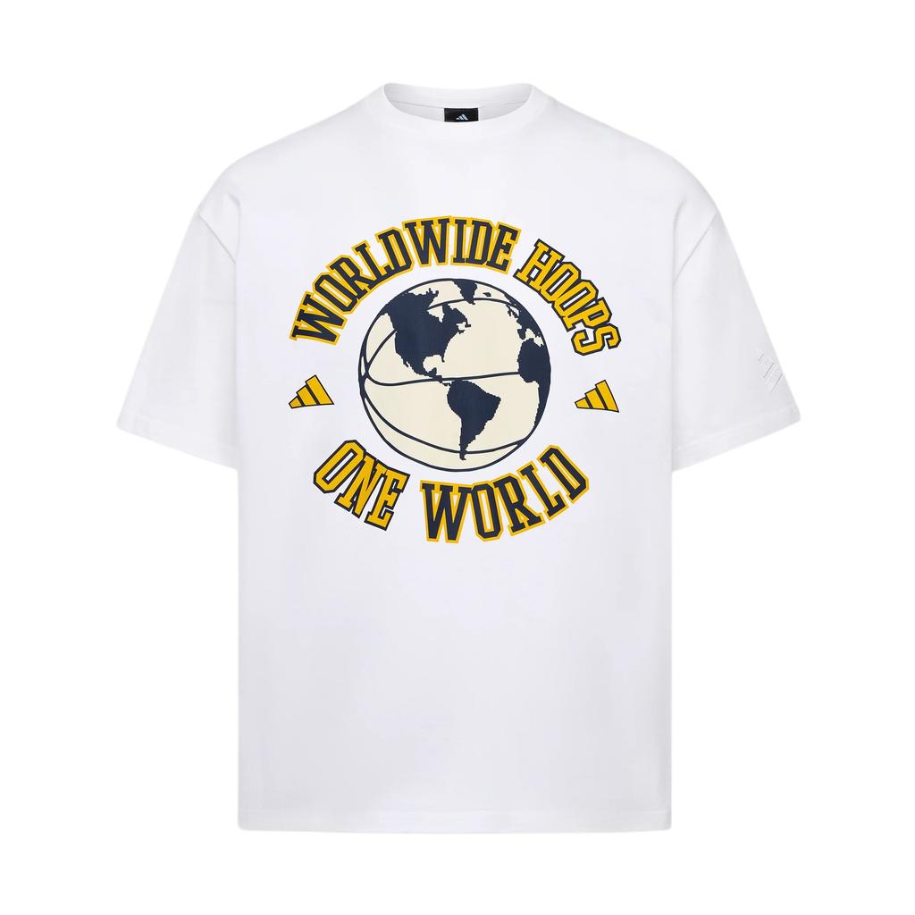 Adidas Worldwide Hoops Global Loose Knit Crew Neck Basketball Sports Short Sleeve T-Shirt Unisex Tops KX5732