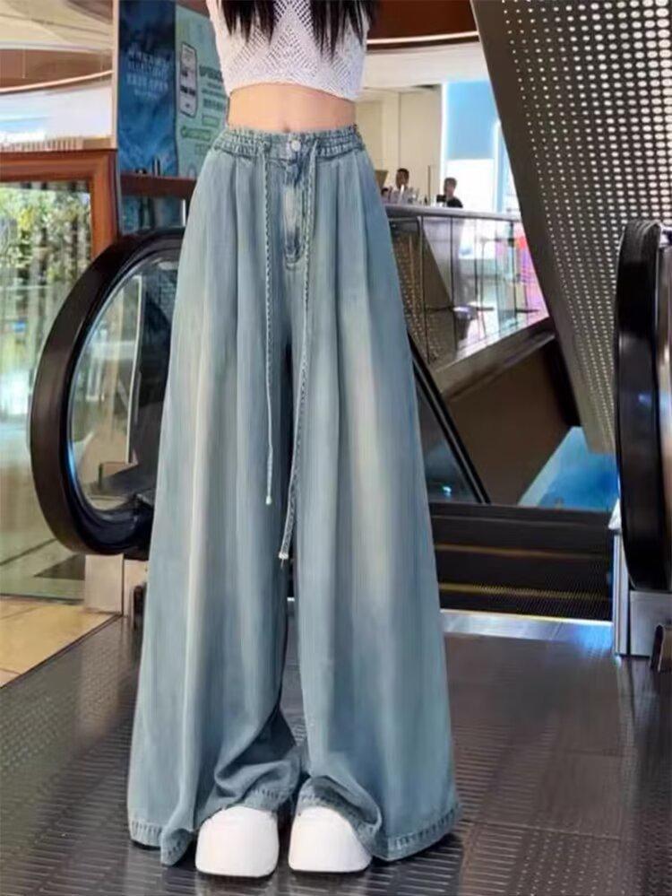 2025 Summer Women's Loose Fit Wide Leg Pants - Slimming, Versatile, Elastic Waist