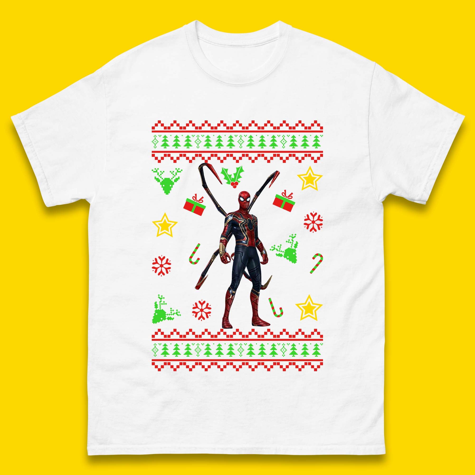 Spiderman Christmas Mens T-Shirt Womens Tops Tees 3XL