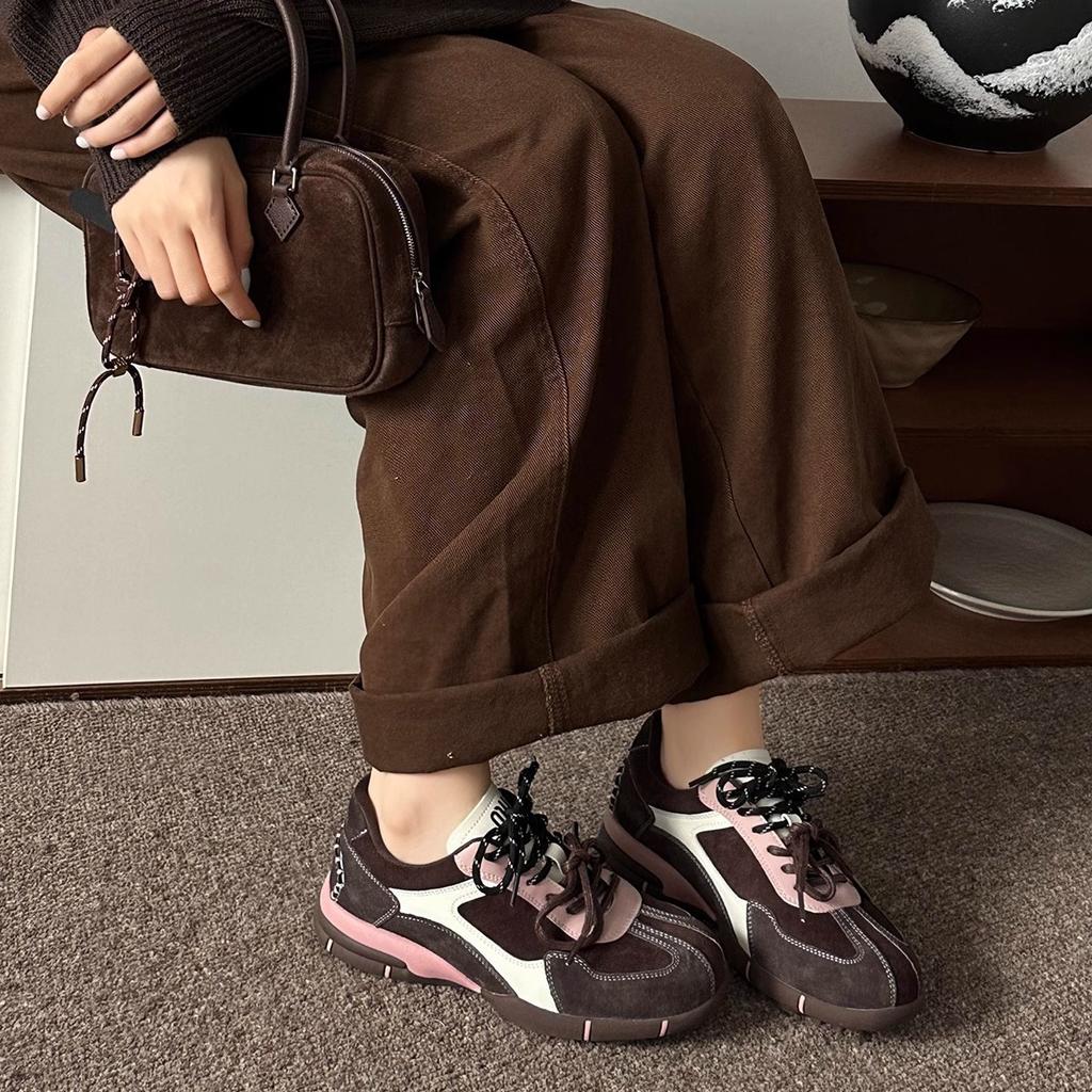 Sheepskin Version Retro Moral Training Shoes Women's 2025 Early Autumn Internet Celebrities New Shoes Women's Flat Baseplate Shoes Casual Sports Women