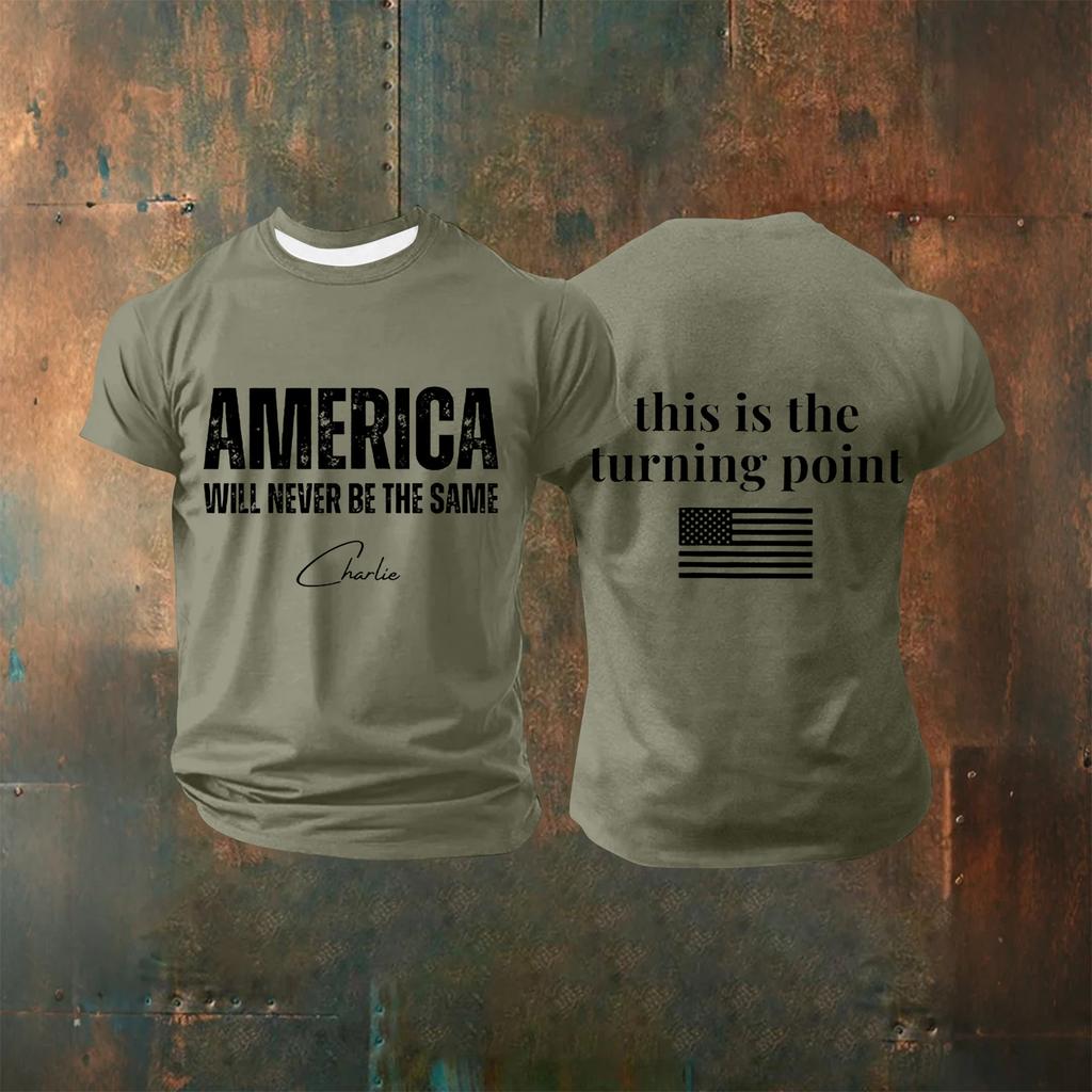 Pánské tištěné tričko s krátkým rukávem Pánský volný ležérní top s krátkým rukávem