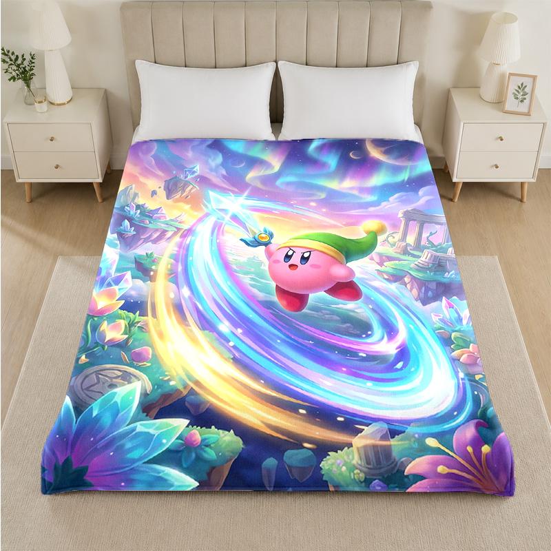 Kirby Aufdruck Flanelldecke Gemütlich Warm Plüsch Überwurfdecke Für Bett Sofa Couch Innen Haushaltsgebrauch
