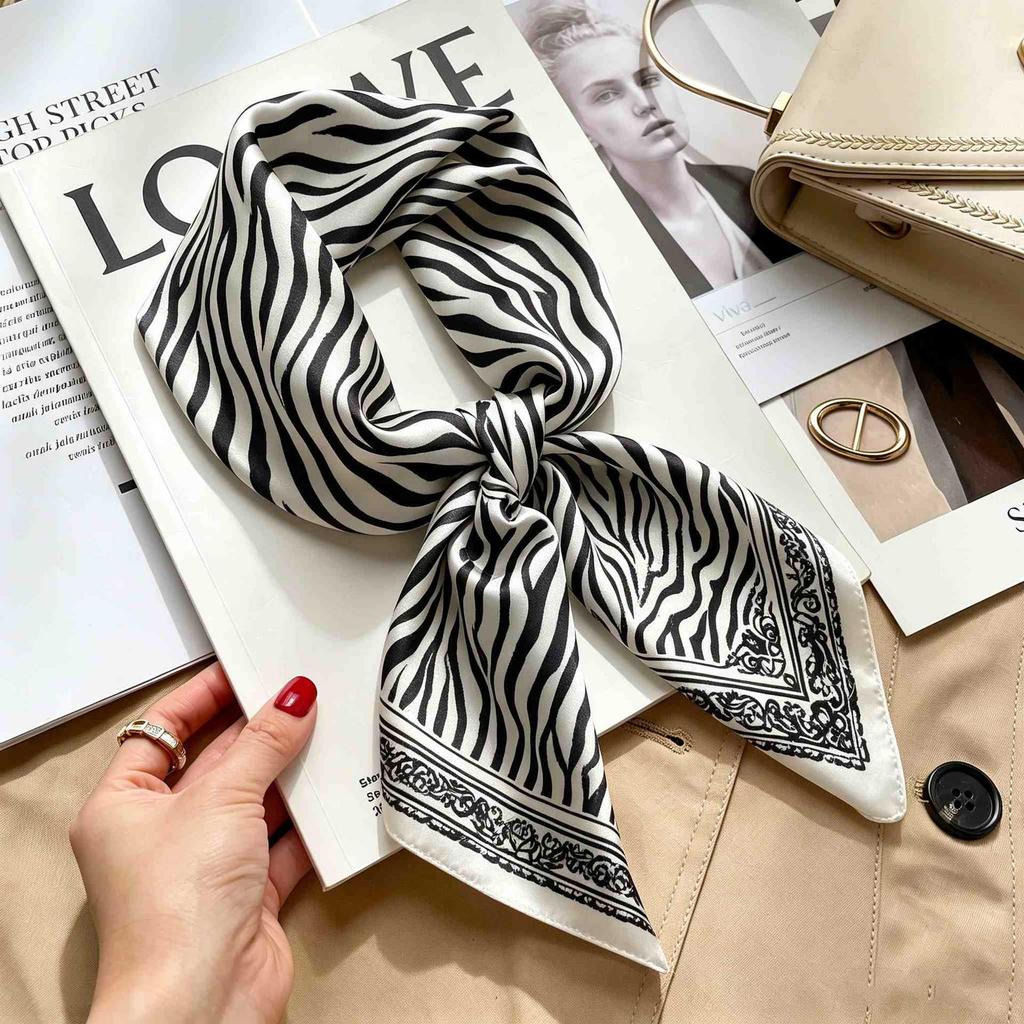 Versatile Faux Silk Small Square Scarf - Elegant Neck Accessory for Spring and Summer