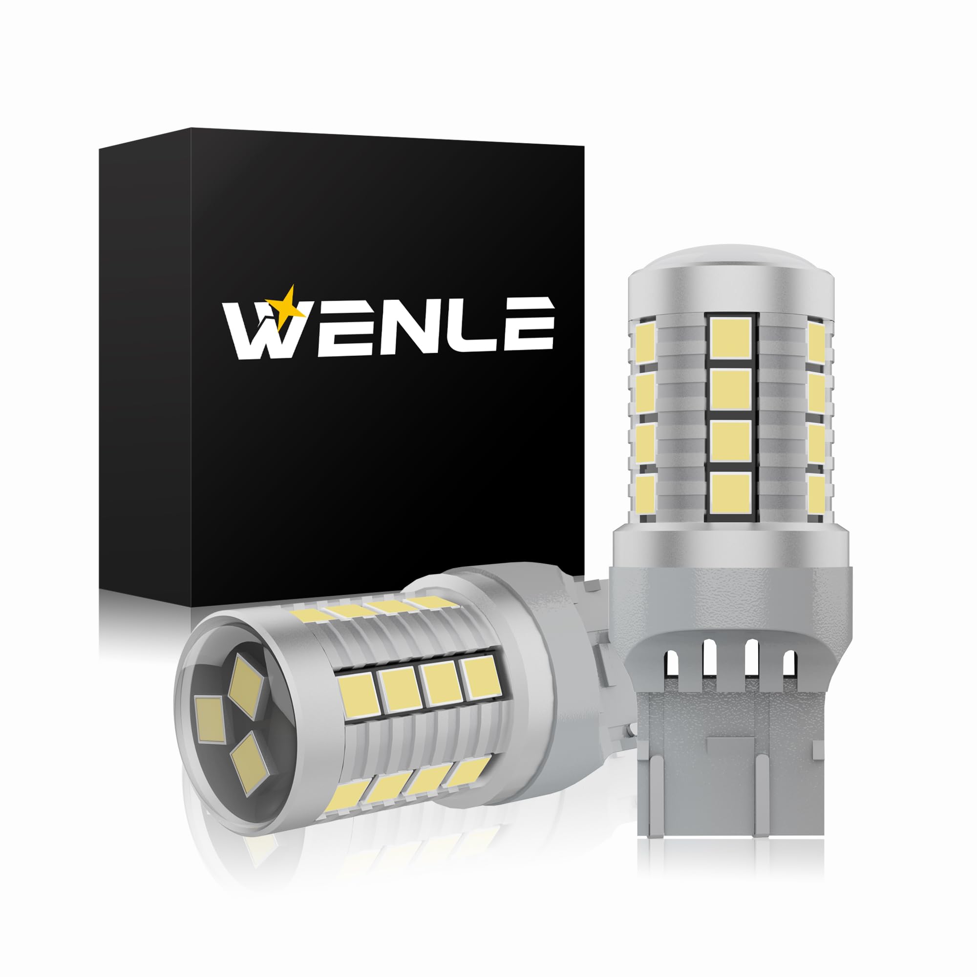 WENLE Explosive Light T20 Double LED Tail Lamp, Brake Lamp, White 6000K, DC Car Stop Lamp, Set of 2 T20 double
