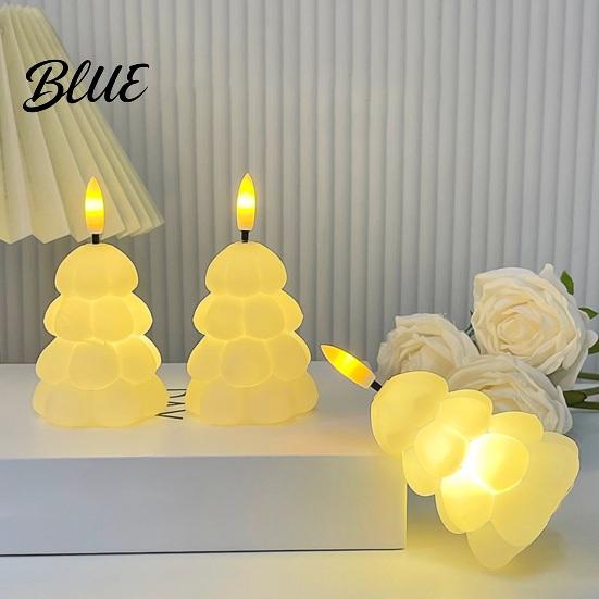 Christmas Party Table Centerpieces Tree Shaped Flameless LED Candles, Battery Operated Flickering Candle Dorm Room Bedside Lights Light, Holiday