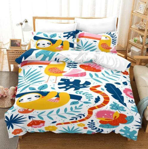 Bettbezug-Set mit Faultier-Motiv, Folivora, Steppdecke, Bettbezug, Kissenbezug, Einzelbett, Doppelbett, Kingsize