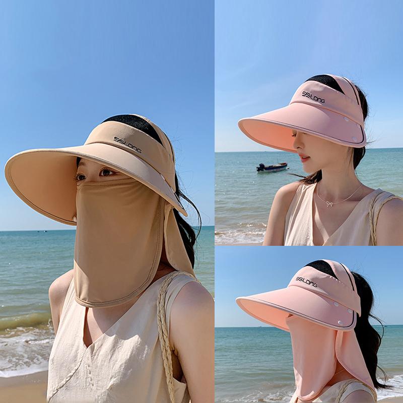 1pc Women Baseball Cap  With Face Mask Summer Breathable Visor SunScreen Hat For Travel Beach New Sunshade Outdoor Sports