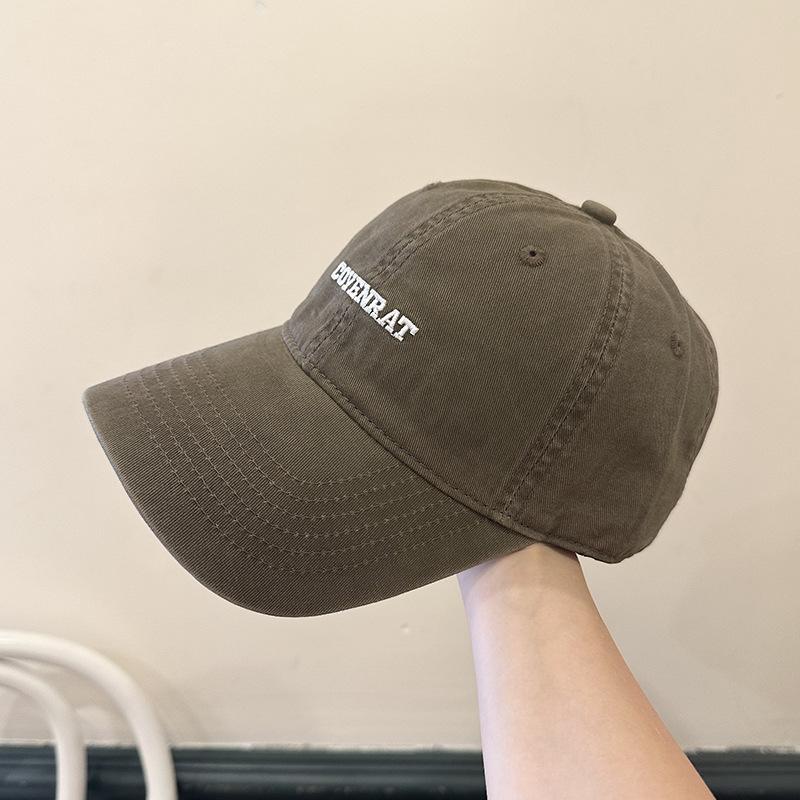 

Simple Embroidered Letters Washing Cotton Baseball Hat for Women Street Couple Showing Their Faces, Small Wide-brimmed Baseball Cap for Men adjustable