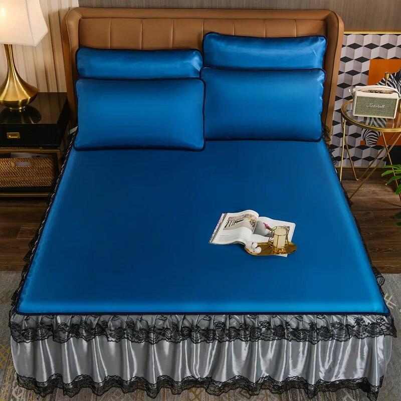 

Серия юбки-кровати в европейском стиле, однотонные крутые покрывала, коврик для льда, комплекты постельного белья королевского размера, домашний текстиль с наволочками 3 Pcs 180x200cm