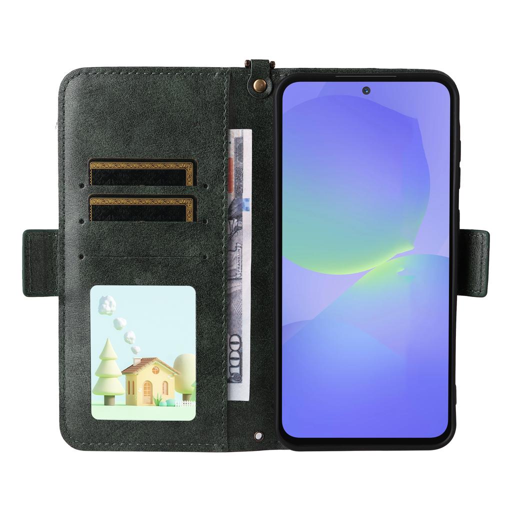 For Samsung Galaxy A24 4G (162.1mm) Leather Case Magnetic Closure Wallet Stand Phone Cover with Crossbody Strap