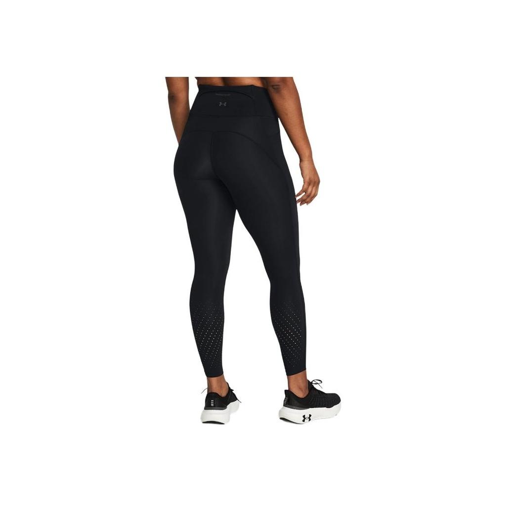 Under Armour Solid Color Reflective Slim Fit Drawstring High Waist Nine-Point Sports Pants Women bottoms Black 1383367-001