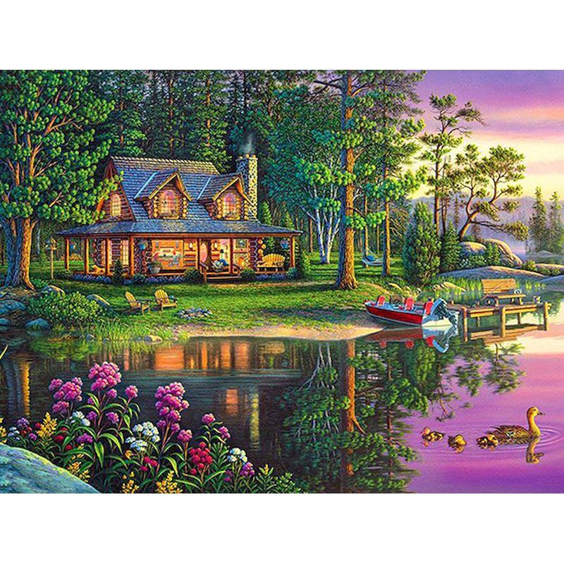 DIY 5D Diamant Malerei Haus Landschaft Diamant Stickerei Mosaik Volle Runde Bohrer Kreuz Stich Hause Dekoration Geschenk