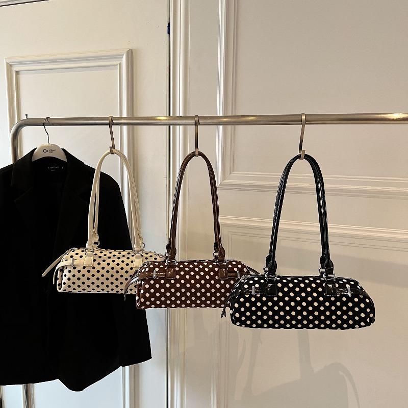 French Vintage Polka Dot Shoulder Bags for Women Large Capacity Ladies Armpit Pillow Bag Simple Female Bost Handbags Tote