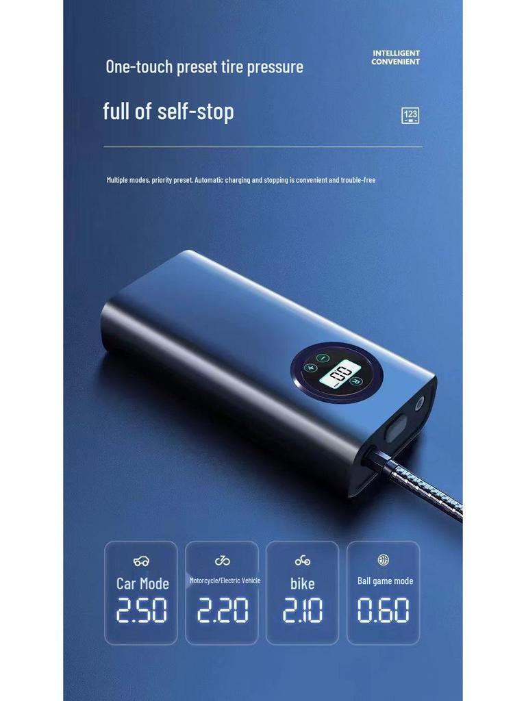 Portable Electric Car Air Pump with Handheld Inflator and Lighting