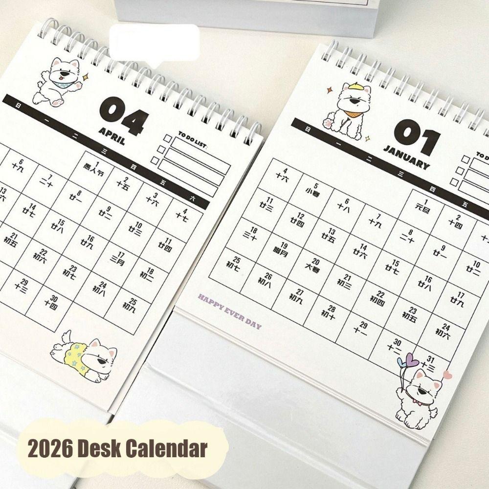 Cartoon Dog 2026 Desk Calendar Memo Notes Monthly Calendar Learning Plan Calendar  Work Scheduling