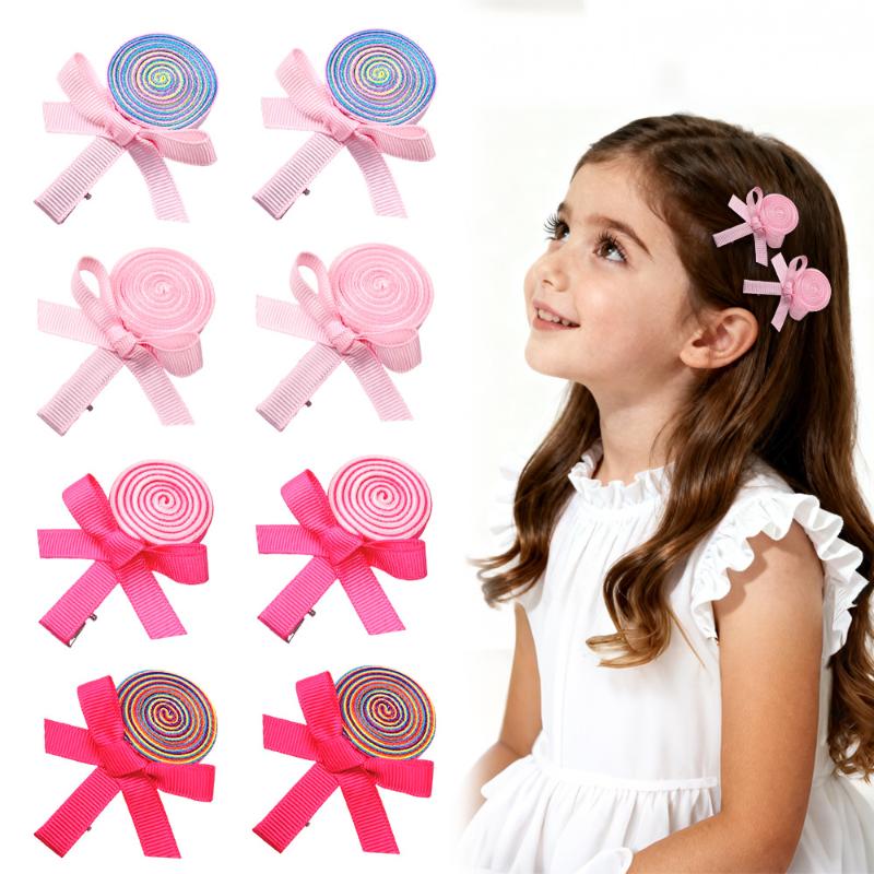 2 Bucăți Clipsuri de Păr Fundiță Pirat Dulce Drăguț Spirală Bomboană Agrafe de Păr Agrafe cu Panglică Pentru Fete Accesorii de Păr Coafură