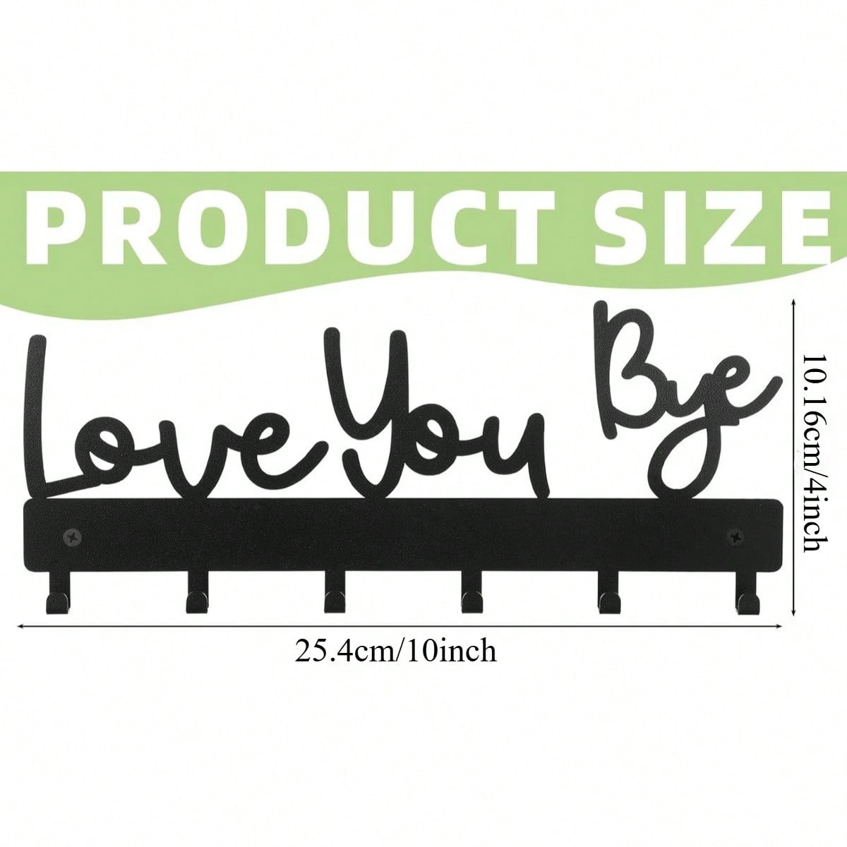 Metal Wall Mounted Key Holder with 6 Hooks Rustic Storage Rack Powder Coated Entryway Decor