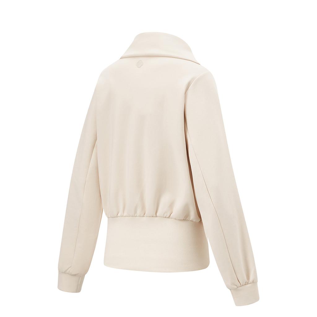 Li Ning Womens Fitness Series Pullover Long Sleeve Sweat Absorbent Comfortable Loose Polo Knit Sports Hoodie Women hoodies Gravel-Gray AWDU366-1