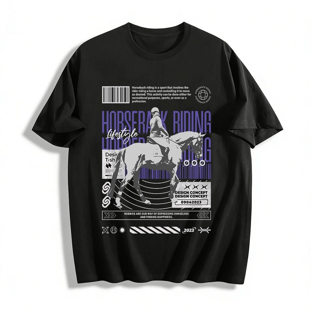 Horseback Riding Culture Graphic Casual T-Shirt Pure cotton T-shirt XXS