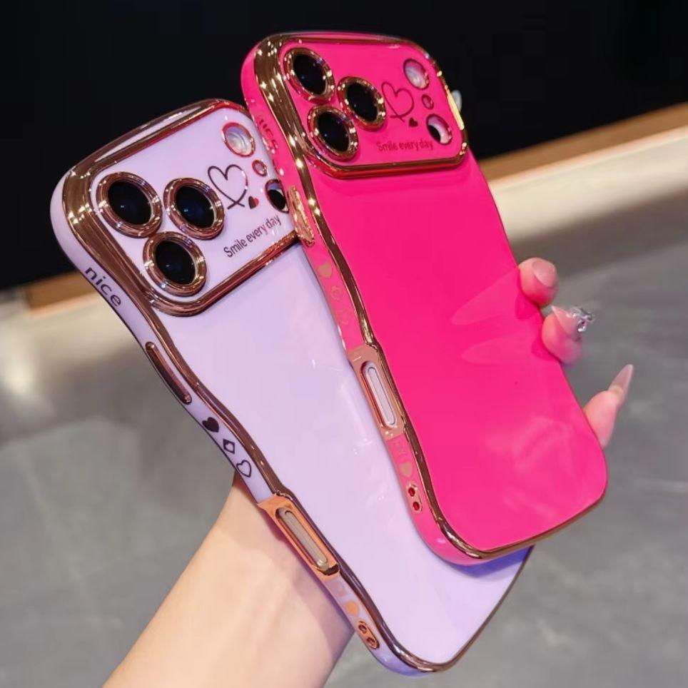 Luxury 6D Plating Wavy Phone Case For iPhone 17 Air 16 15 14 Plus 13 12 11 Pro Max 16e 16Pro Shockproof 3D Armor Soft TPU Cover