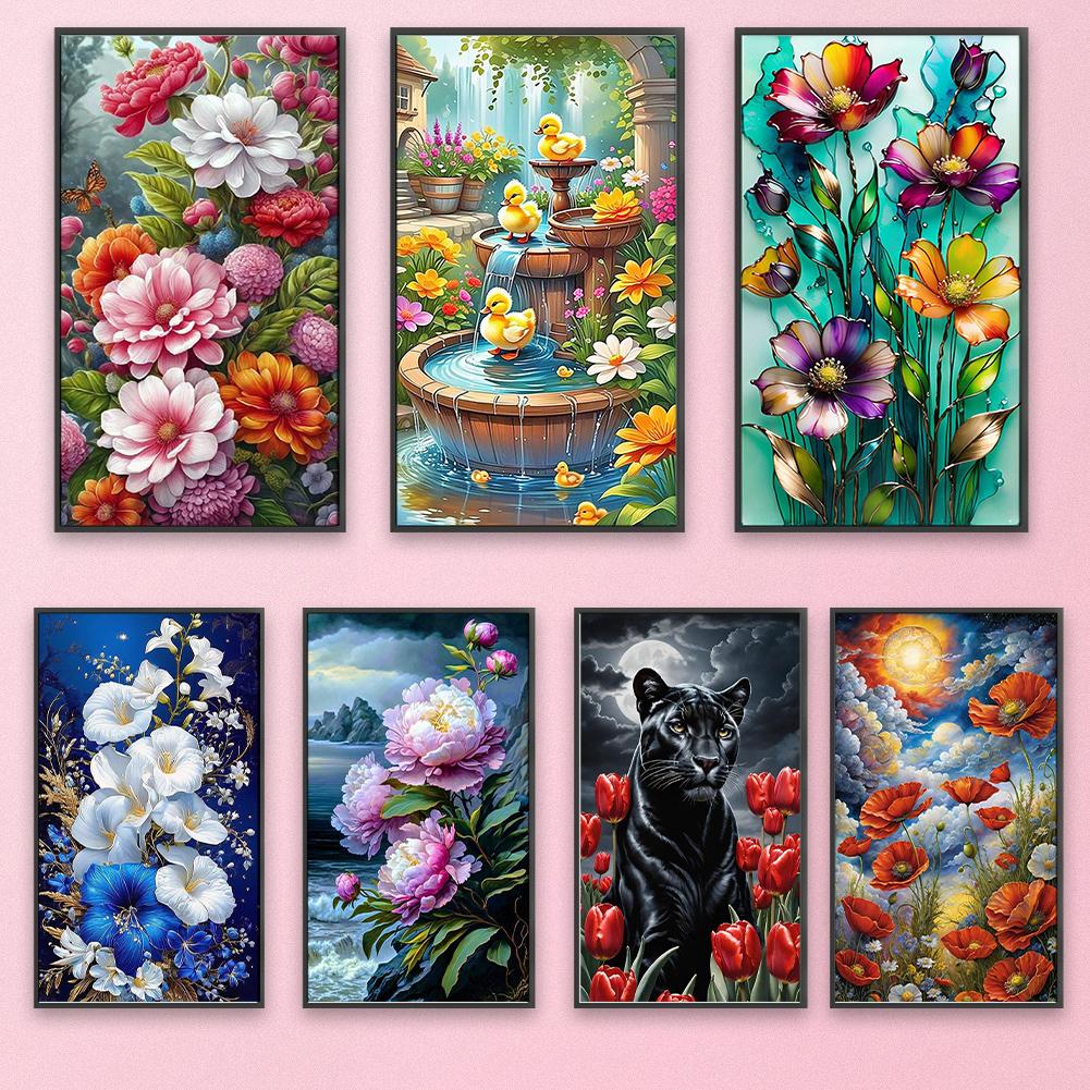 5D bricolaj complet rotund burghiu parțial AB kit de pictură cu diamante flori Art Decor