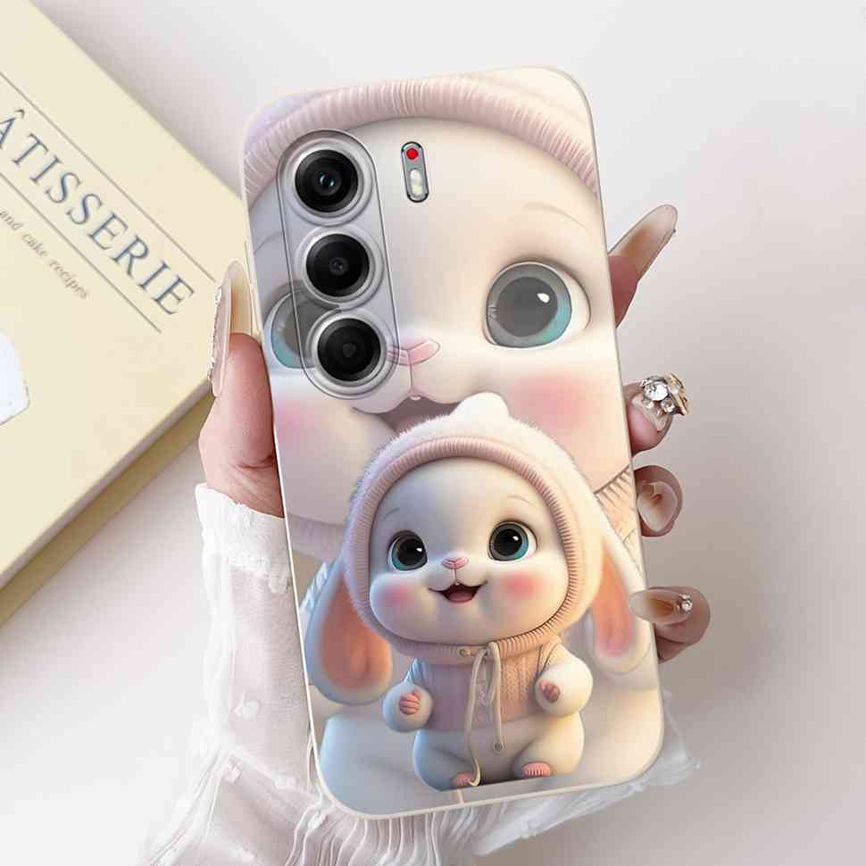 For Tecno Camon 40 Pro 5G Case Fashion Flower Cute Rabbit Soft Silicone Cover For Tecno Camon 40Pro 5G 6.78" Bumper Phone Cases