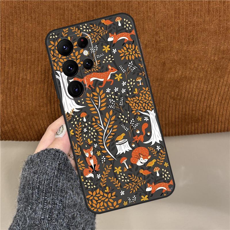 Autumn Leaves Fall Fox Phone Case For Samsung Galaxy S25 Ultra S9 S10 Plus S20 FE S21 S22 S23 S24 Ultra Back Cover