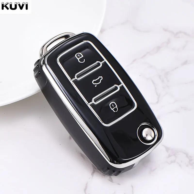 Abs Carbon Car Key Case Cover For Vw Volkswagen Polo Tiguan Passat B5 B6 B7 Golf 4 5 6 Mk6 Jetta Lavida Skoda Octavia Seat Leon