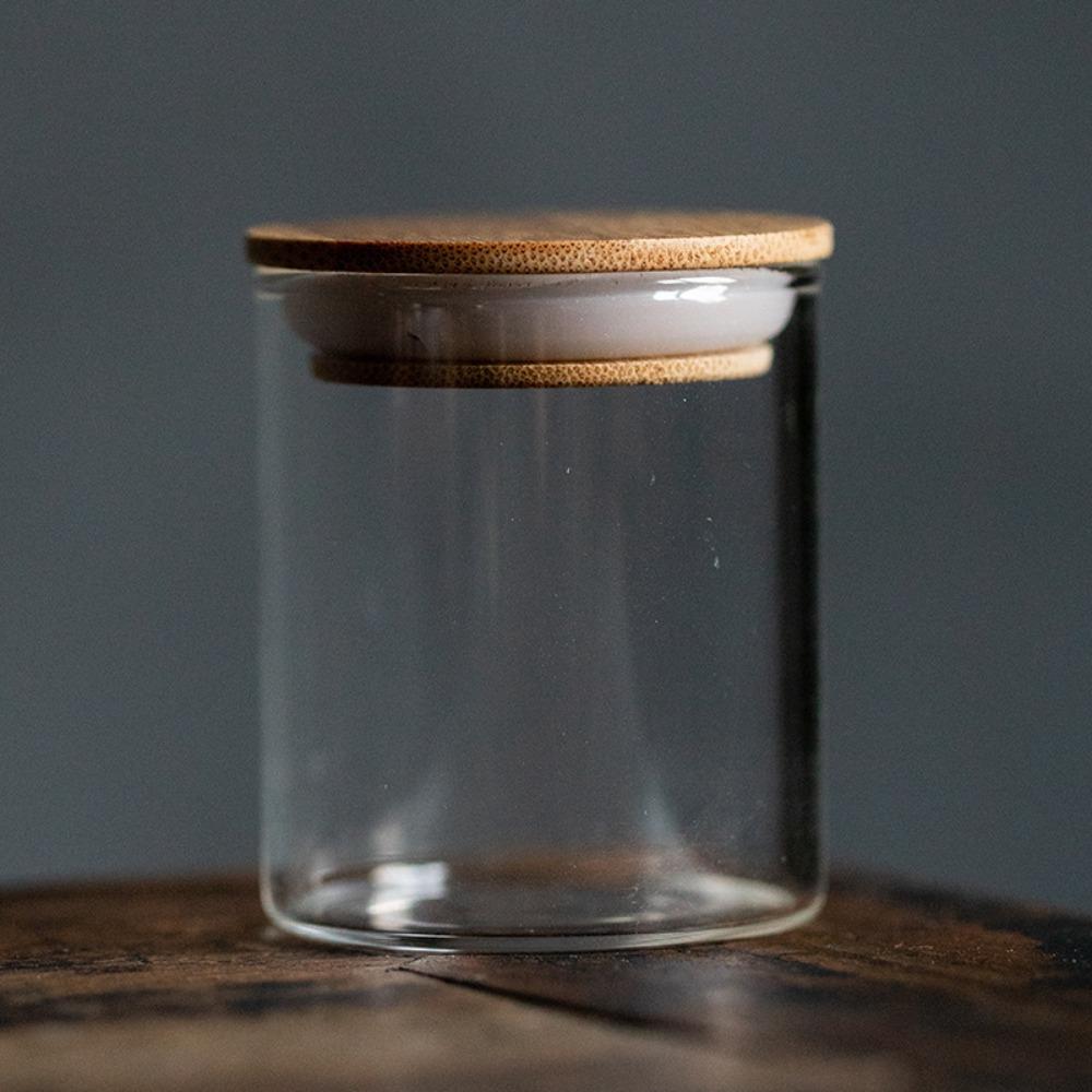 

Стеклянная банка с бамбуковой крышкой Прозрачные контейнеры для хранения продуктов Новая бутылка для хранения сахара, конфет High