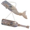 Grey Wooden Pendant for Ocean Style Hanging Decor 2Pcs Wall Ornaments