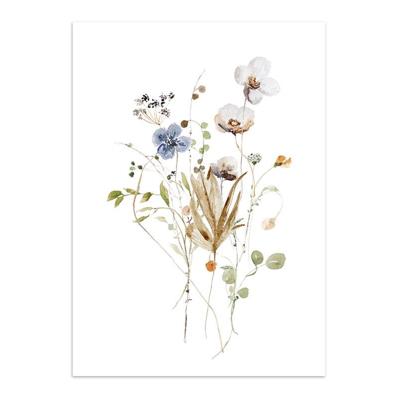 3 Stampe Artistiche Da Parete Floreali Minimaliste - Poster Moderni Con Fiori Di Campo Ad Acquerello, Set Decorazione Vintage