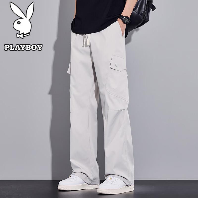 PLAYBOY Men s Ice Silk Straight-Leg Casual Pants 2XL