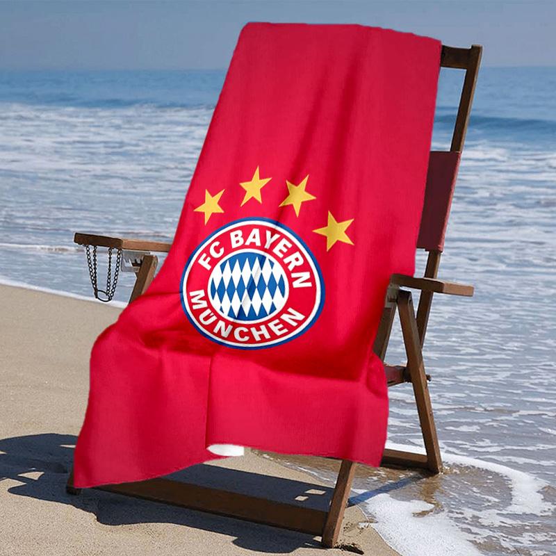 proof beach towel with FC Bayern München logo pattern - soft,absorbent,quick-drying,machine washable - perfect for swimming,camping,bathing