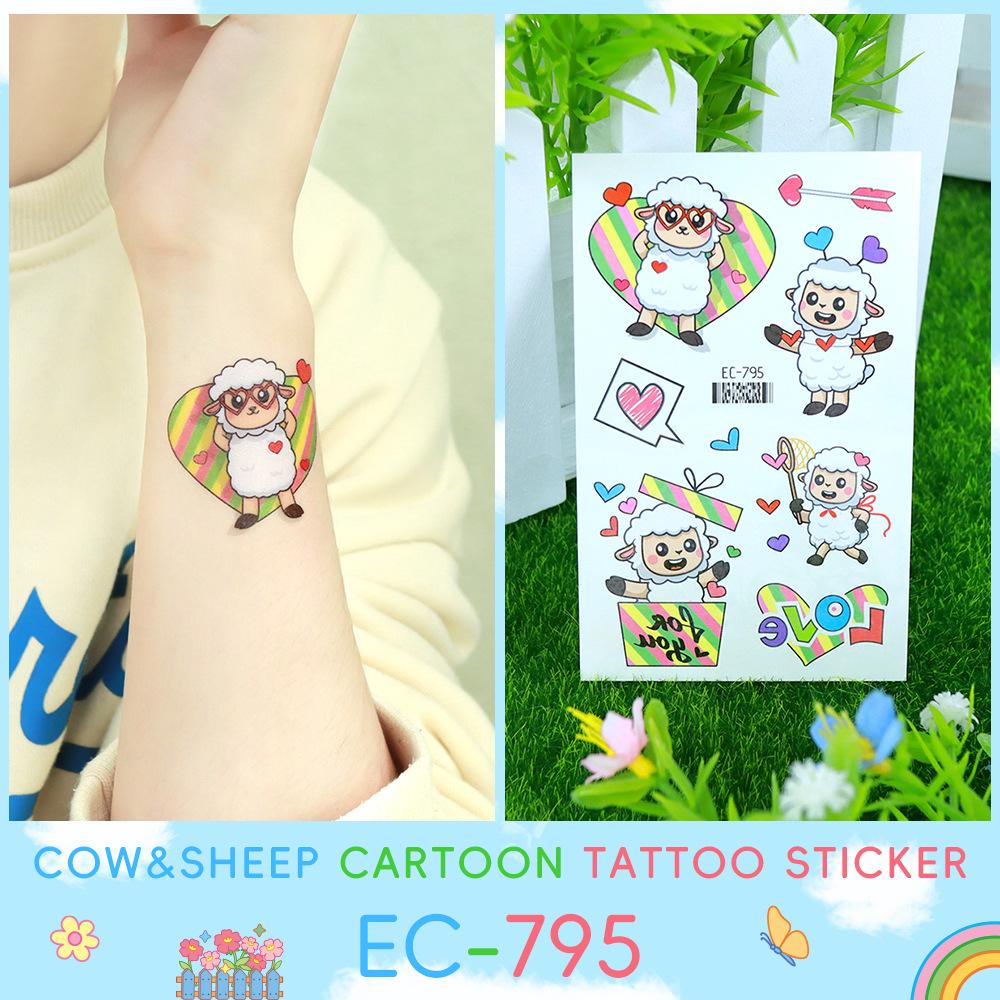 Ruikalong Waterproof Children s Cartoon Cow & Sheep Temporary Tattoo Stickers 120*75mm