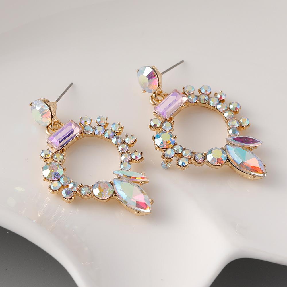 

Индивидуальные винтажные висячие серьги для женщин, роскошный сплав, цветные стразы, богемный модный кулон, модные ювелирные украшения, подарок белый