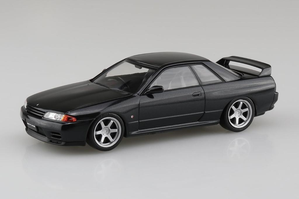 Aoshima Bunka Kyozai Rakupla Snap Kit Nissan R32 Skyline Custom Wheels Pearl Scale Plastic Model Kit (AOSHIMA) No. 14CU-BP GT-R (Black Metallic) 1/32
