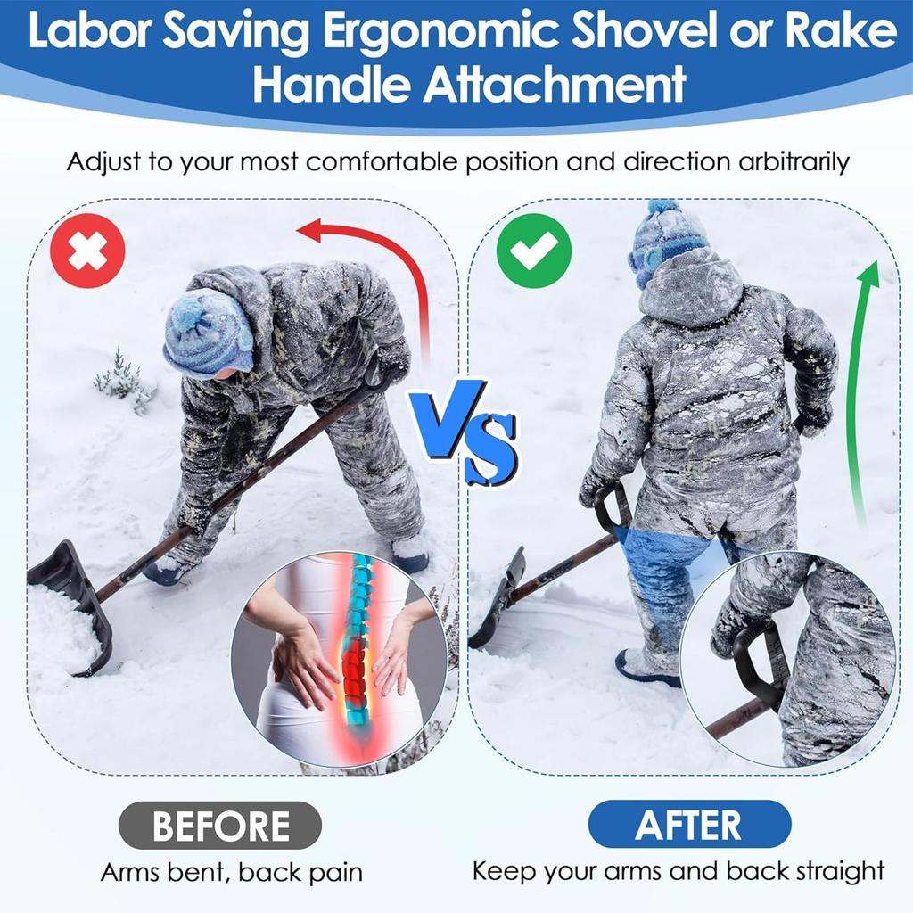 Metal D Grip Shovel Handle Replacement Universal Spade Handle with Quick Clamp for Snow Shovel Garden Rake Tool Repair Parts