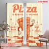 2pcs 2D Flat Printing Curtain Pizza Slice Retro Cartoon Polyester Without Electricity 0 Perfect for New Year and Carnival Party