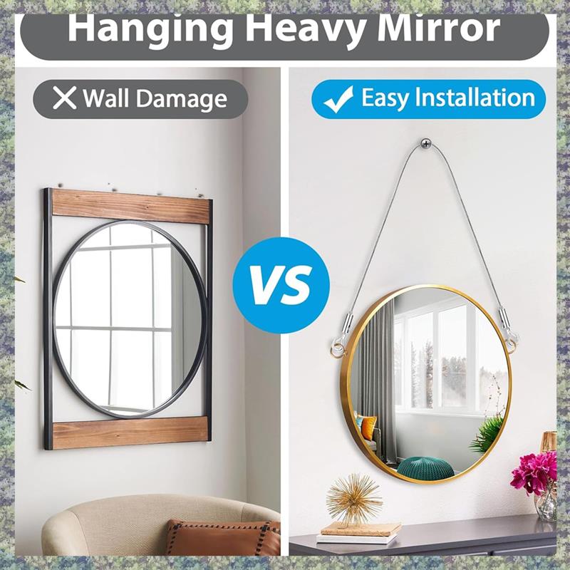 

WON 8PCS Adjustable Picture Hanging Wire Kit,Frame & Mirror Hanging Wire Kit,6.6FT Heavy Duty Stainless Steel Wire