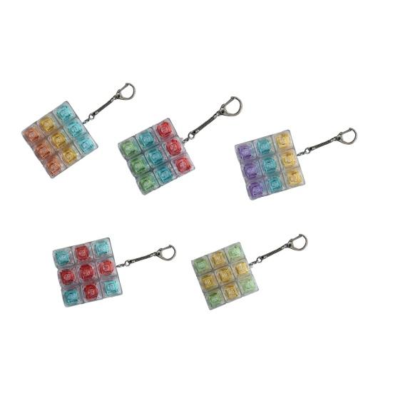 9-Keys Fidget Keyboard with Keychain Stress Relief Keyboard Finger Clicker Decompression Button Sensory Toy Backpack Hanging