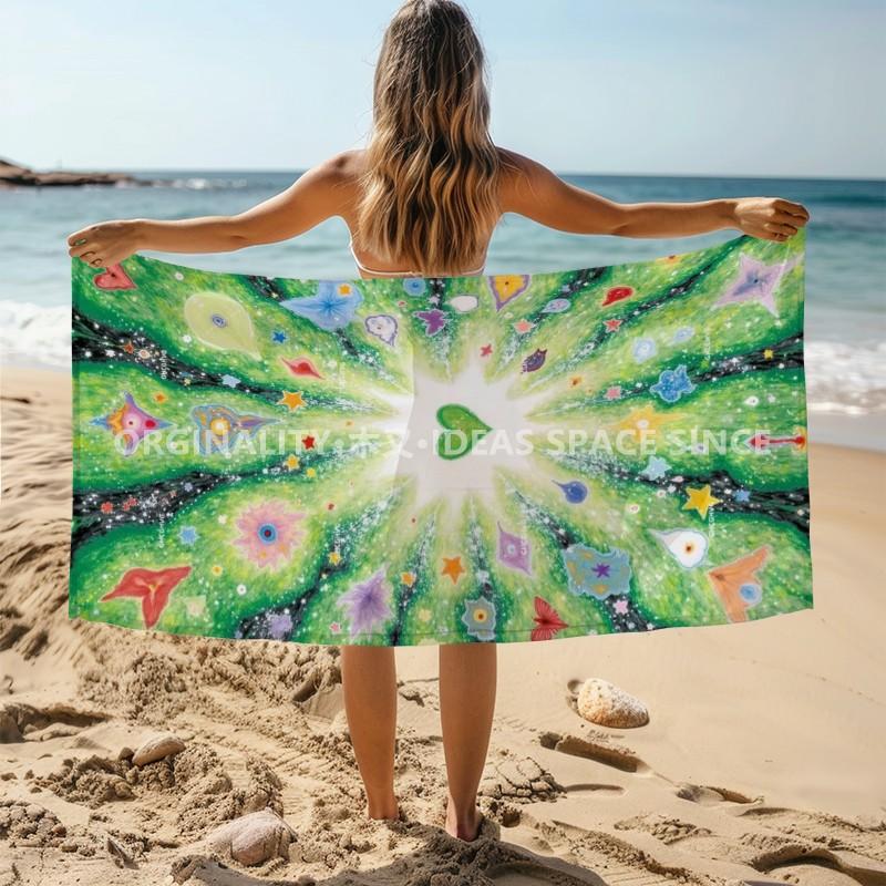 Ästhetisches Grünes Galaxie Strandtuch Gemustert Sonnenschutz Und Winddicht Geeignet Für Schwimmbad Camping Reisen