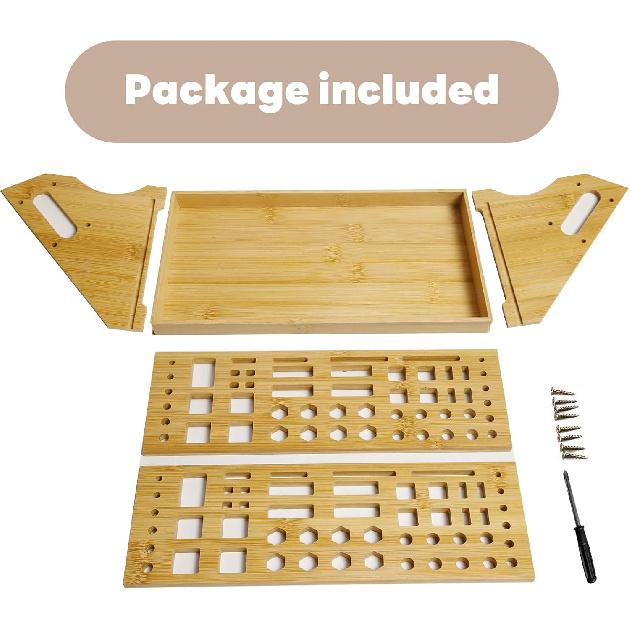 Screwdriver Organizer Desktop Screwdriver Holder 53 Slots Workbench Rack Stand Bamboo Tool Storage Organizer for Plier Hammer Allen Wrench