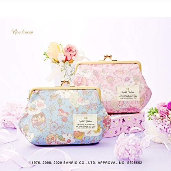 Coin Purse Makeup Pouch Featuring Sanrio Cute and Floral My Melody Made In Women's Characters. Stylish, Self-standing, Pattern, Design, Pink. Japan.